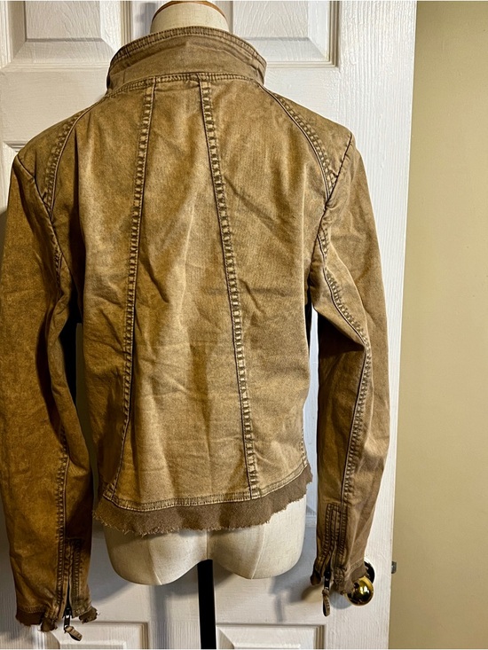 Free People Wms Collapsing Twin Cotton Knit Asymmetric Crop Military Jacket M - Picture 5 of 13